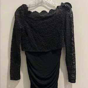 Maternity Black Bodycon with Longsleeve Lace Overlay Dress Size XS